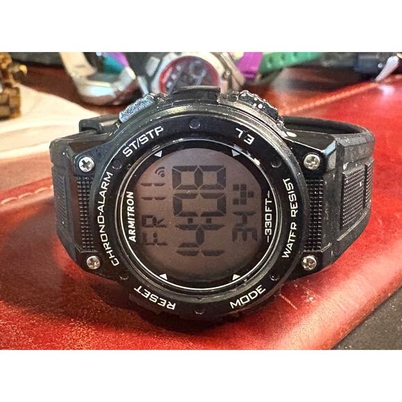 Unisex 40mm Black Poly Armitron Pro Sports Watch, WR to 100M - Picture 2 of 3